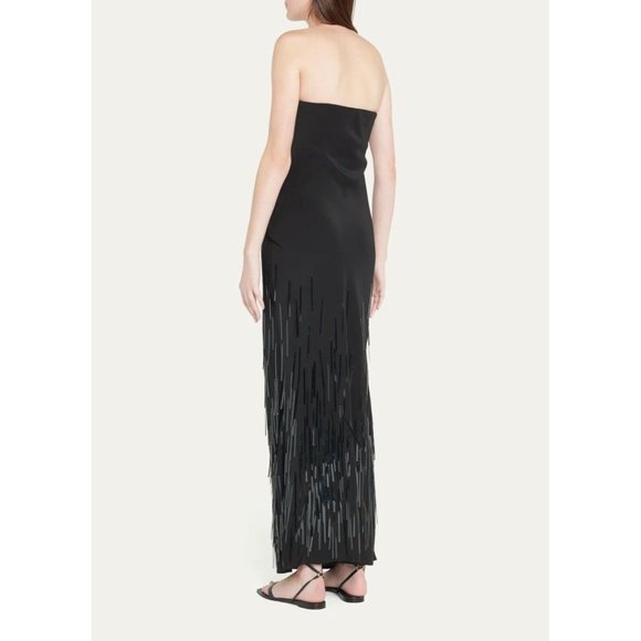 Cult Gaia Anisa Gown Black Silk Embellished Long - Picture 5 of 8
